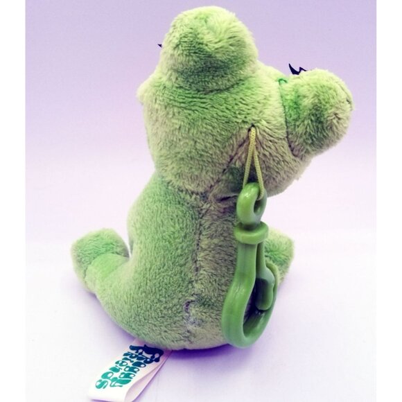 Green Froggy Friends Keychain Toy Soft Frog Plush Blue Eyes Long Lashes - Picture 8 of 15
